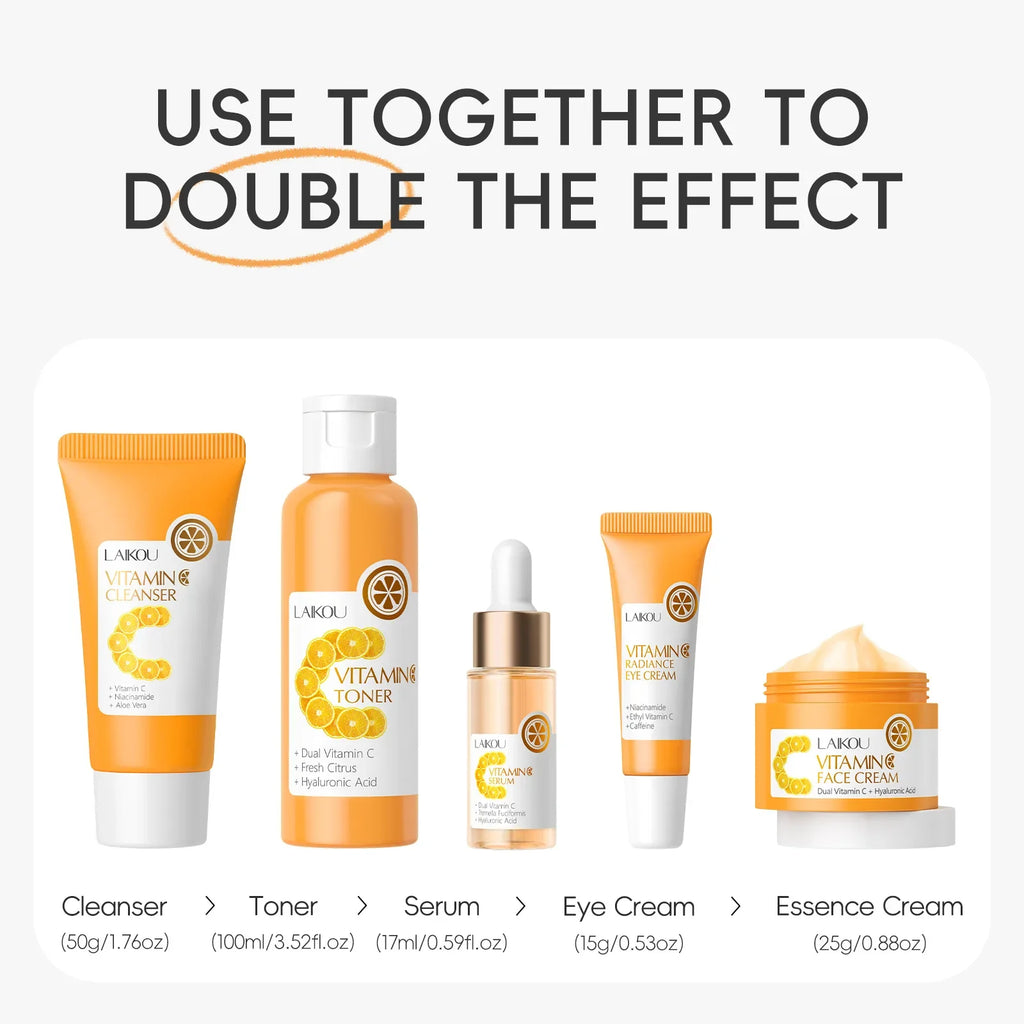 LAIKOU Vitamin C Skincare 5-Piece Set – Brighten & Hydrate Vitamin C Skincare Set HIP