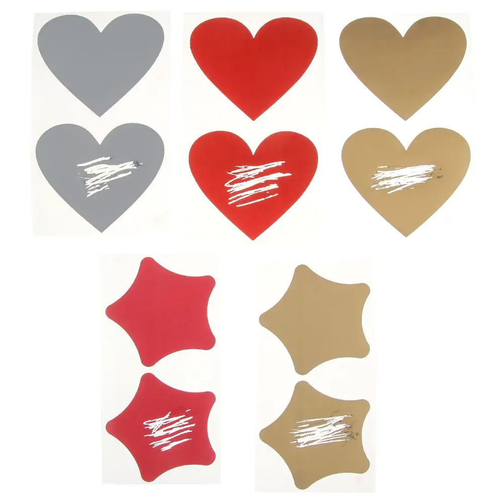 50-Pc Gold Scratch Card Stickers – Heart & Star Shapes Scratch Card Stickers HIP