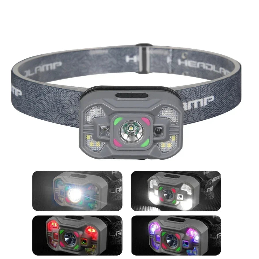 ESMARTER USB Rechargeable LED Headlamp | 6 Modes, Waterproof LED Headlamp HIP T127-grey
