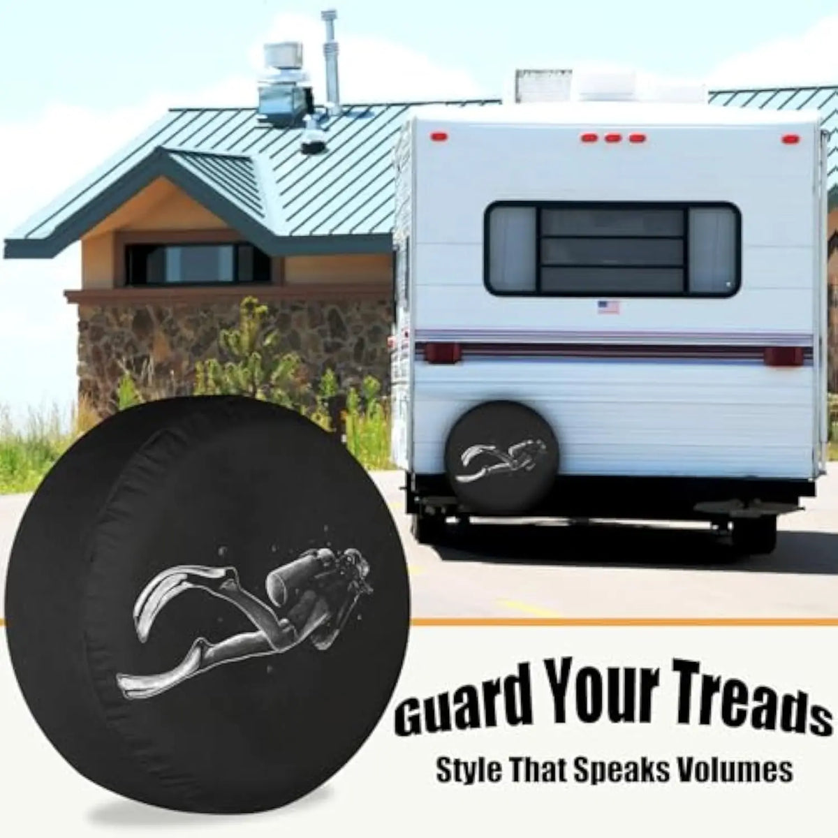 Scuba Diver Spare Tire Cover – Waterproof Polyester RV & SUV Spare Tire Cover HIP