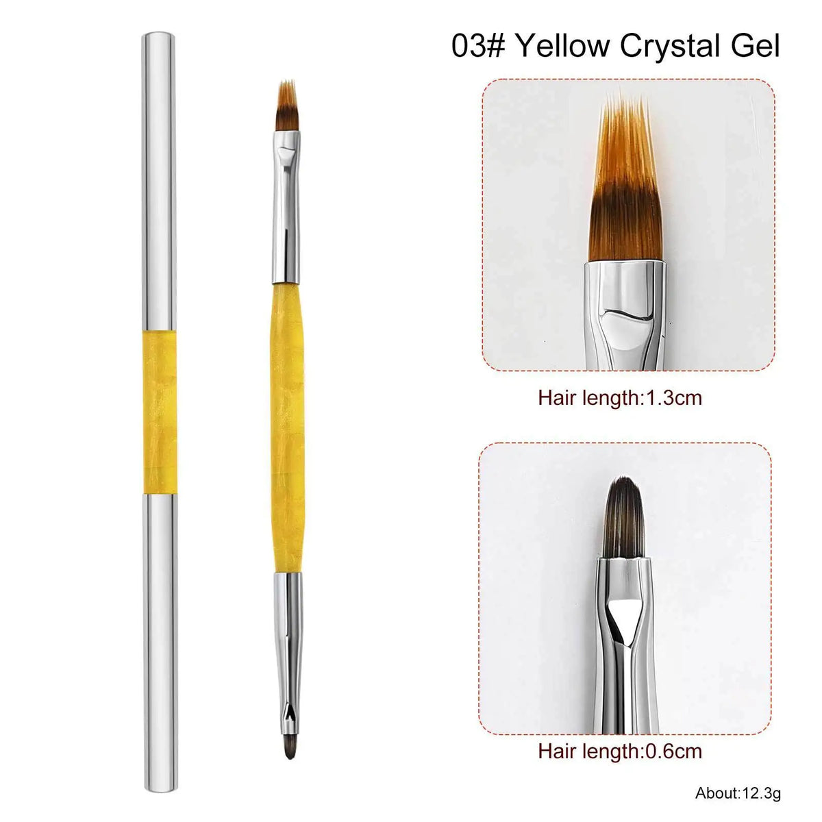 2026 New 1pcs Double-headed Nail Art Brush Design Tip Painting Drawing Carving Liner Pen Acrylic Gel UV Polish Manicure Tools HIP Yellow