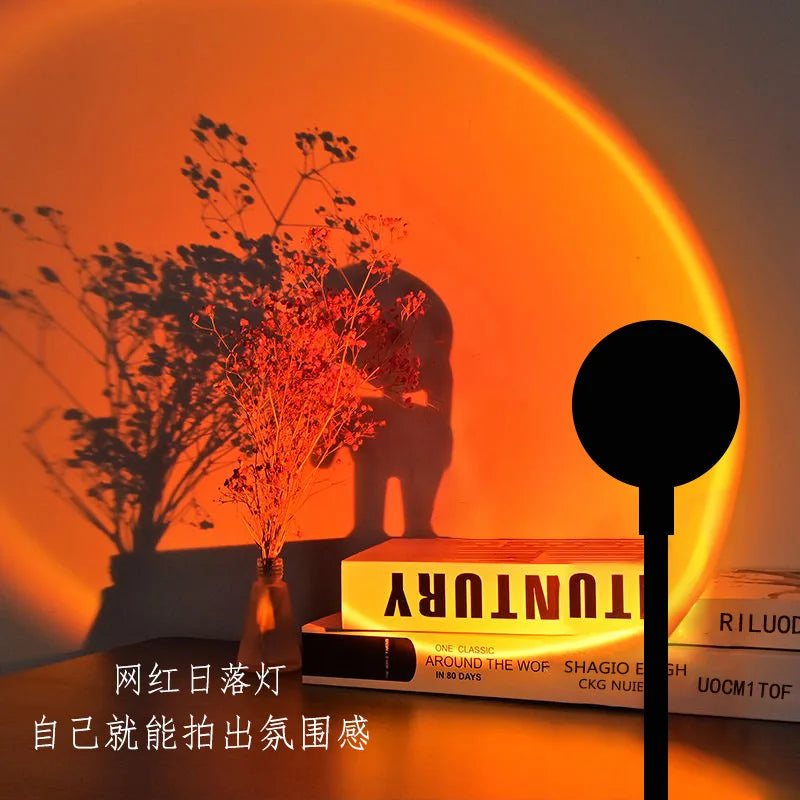 USB Sunset Lamp LED Rainbow Neon Night Light Projector Photography Wall Atmosphere Lighting for Bedroom Home Room Decor Gift HIP 18cm Sunset Red