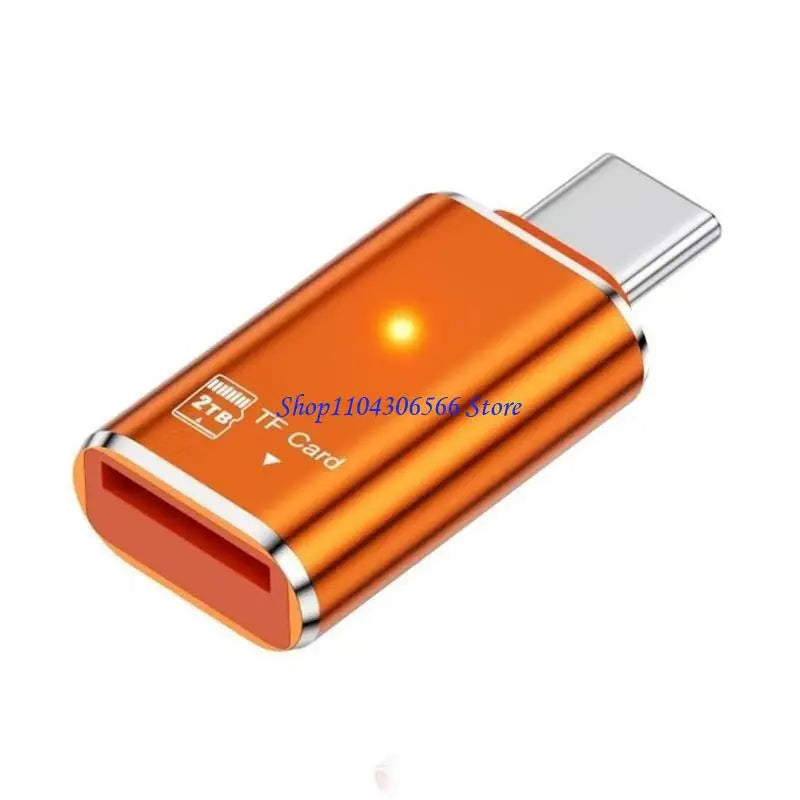 USB-C to MicroSD TF Card Reader OTG Adapter – Plug & Play USB-C Card Reader HIP for orange color CN