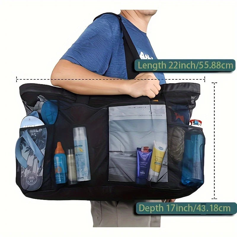 Extra Large Waterproof Beach Bag – Foldable Tote with Pockets Beach Tote Bag HIP