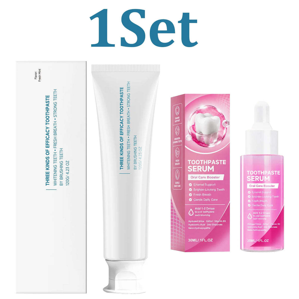 Fresh Breath Toothpaste & Brightening Serum Set | Daily Oral Care Toothpaste & Serum Set HIP 1 Set