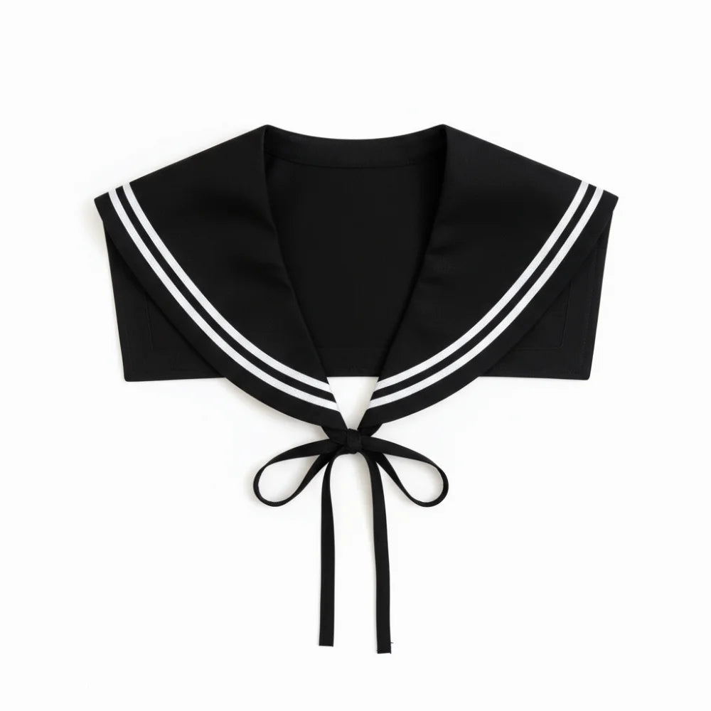 Striped Sailor Fake Collar – Detachable Scarf Shawl Wrap Detachable Fashion Collar HIP Black