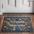 European Floral Doormat – Blue Gold Non-Slip Entry Rug Entry Doormat HIP 2 40x60cm-Felt
