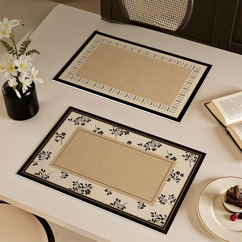 Waterproof Oil-proof Heat Proof PVC Table Mat French Retro Style Placemat For Restaurant Home Decoration HIP