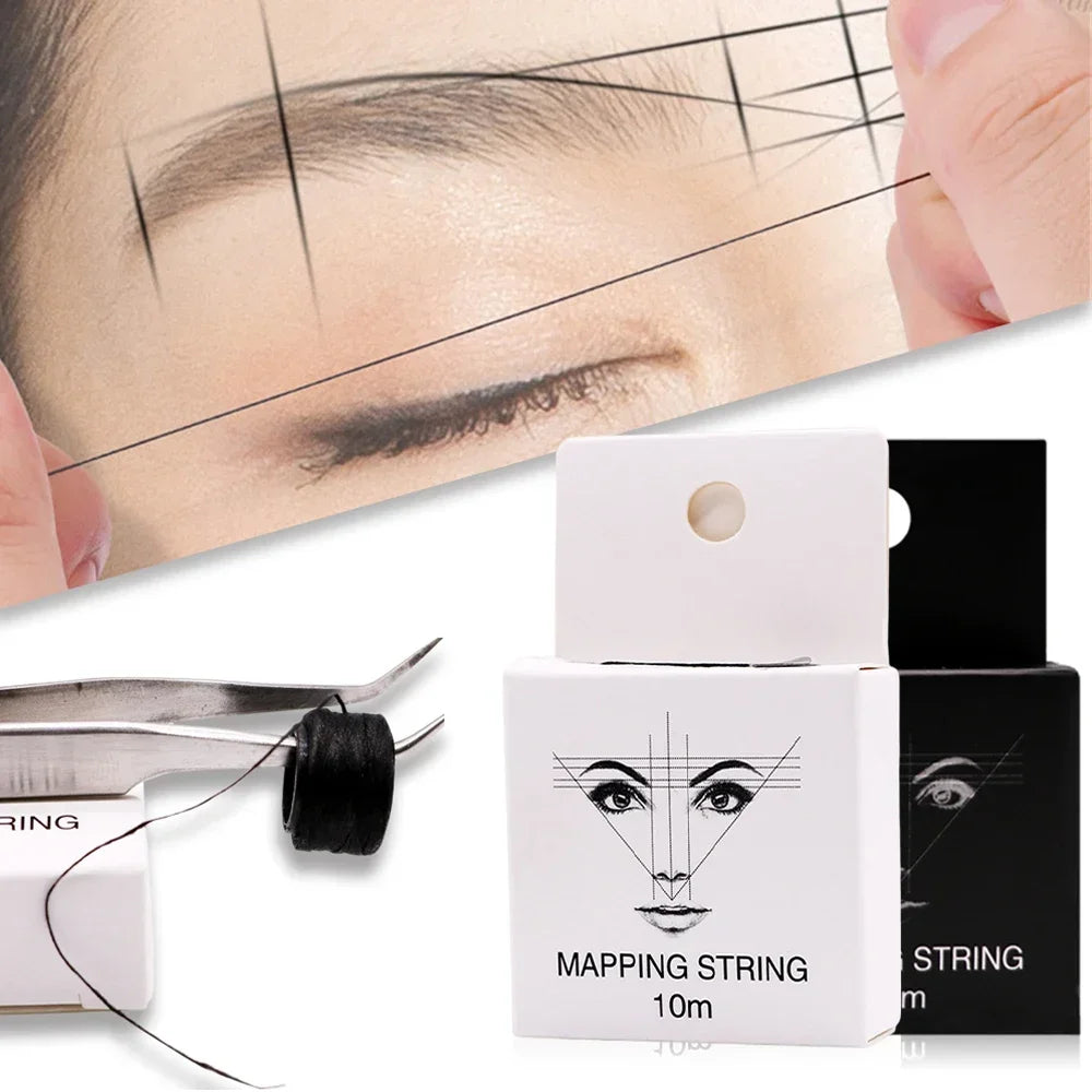 10Meter Brown Microblading Mapping Pre-Ink String for Makeup Eyebrow Dyeing Linen Thread Semi Permanent Positioning Measure Tool HIP