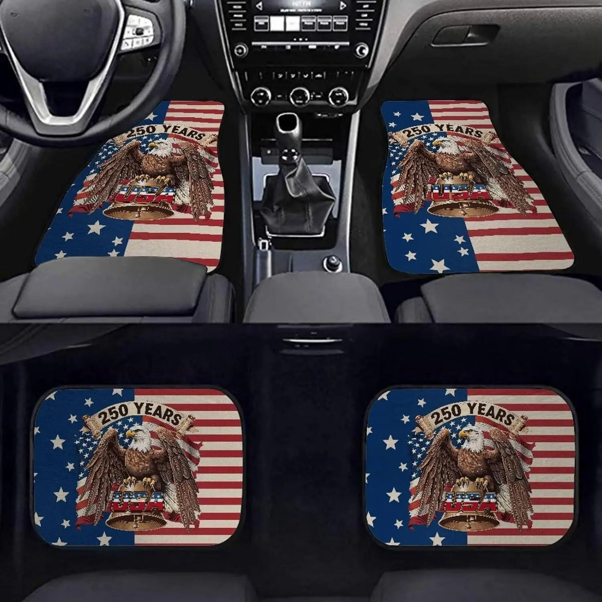 Eagle USA Flag Car Floor Mats 4-Piece All-Weather Set Car Floor Mats HIP
