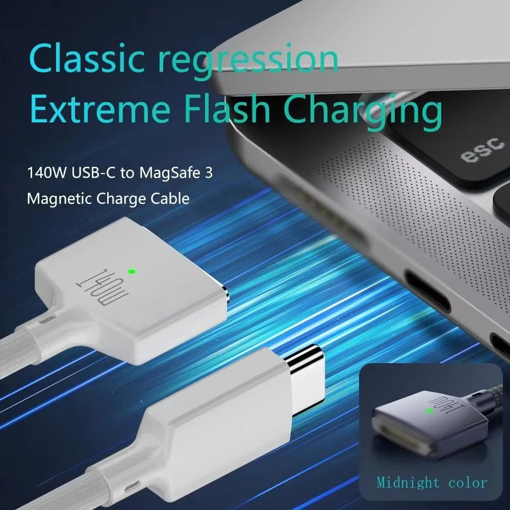 140W USB-C to MagSafe 3 Charging Cable 2M – MacBook Air/Pro Laptop Charging Cable HIP