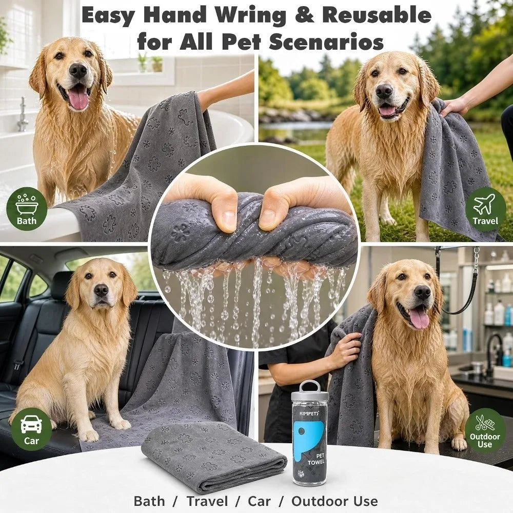 Pet Drying Towel 66x43cm – Soft Deerskin with Storage Bucket Pet Grooming Towel HIP