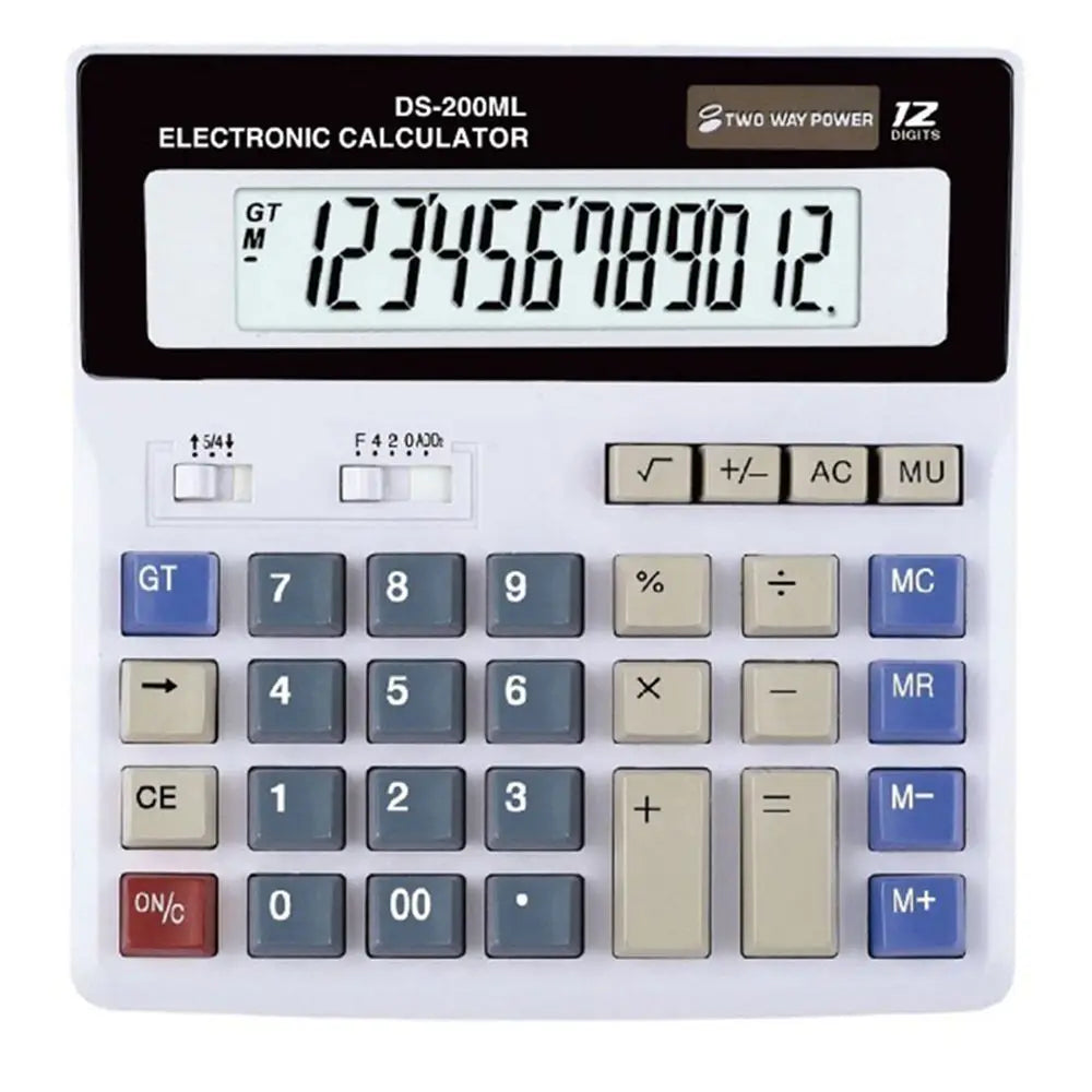 12-Digit Large Desktop Calculator – Tilt Display & Dual Power Desktop Calculator HIP 1