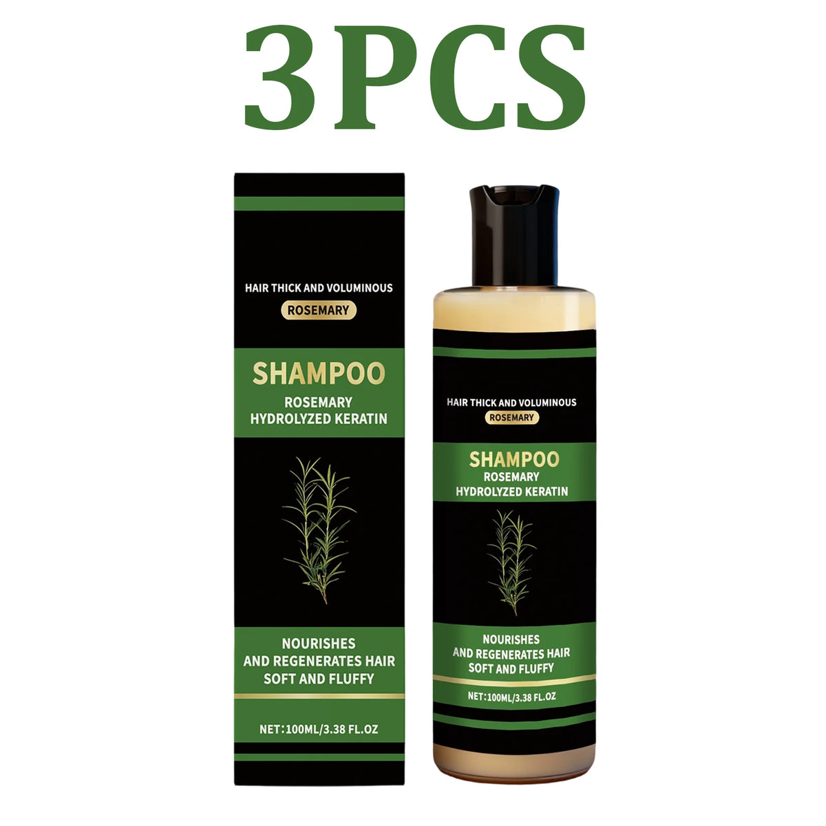 Keratin & Rosemary Oil Moisturizing Shampoo – Volumizing Moisturizing Shampoo HIP 3PCS
