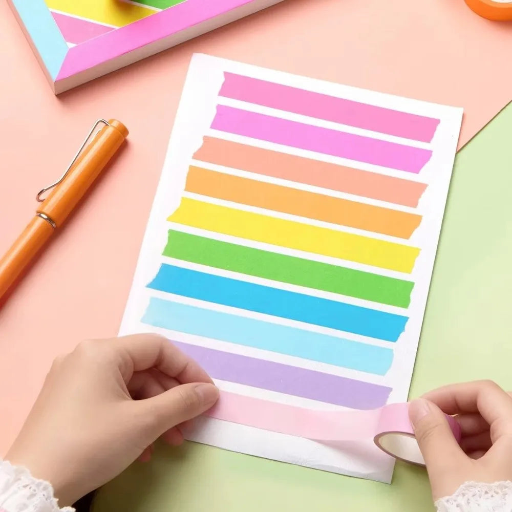 10-Roll Rainbow Fluorescent Washi Tape Set – DIY Journals & Crafts Decorative Washi Tape HIP