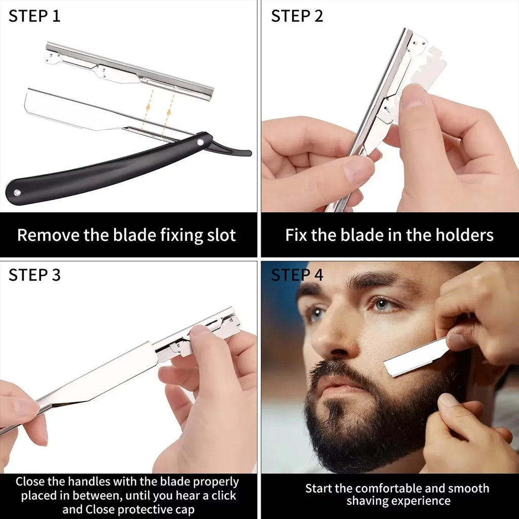 Professional Folding Straight Edge Barber Razor + Blades Straight Edge Razor HIP