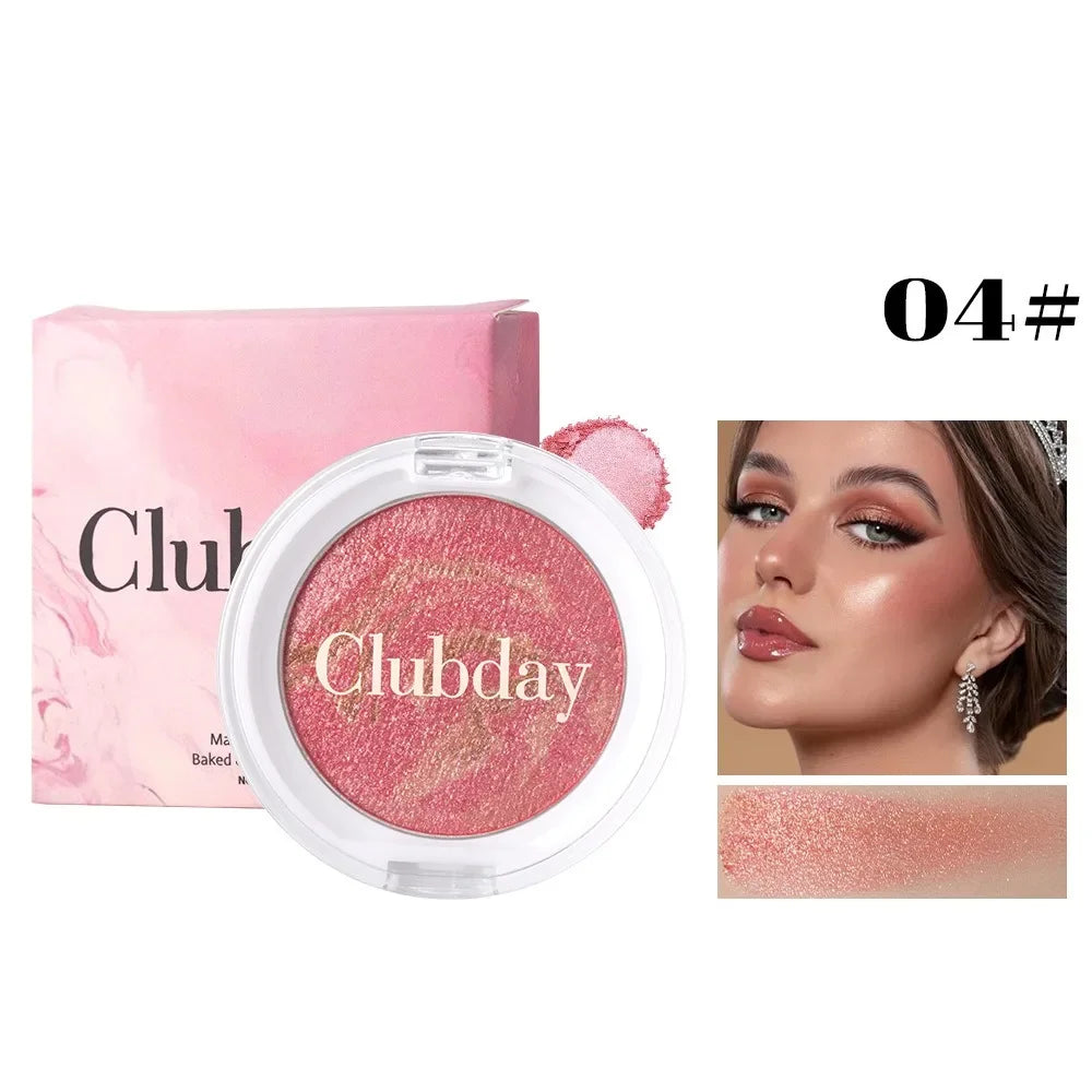 Marble Blush Palette Pearlescent Baked Brightening Blush Powder Cheek Tint Blusher Contour Highlighter Face Shadow Shimmer Rouge HIP 04