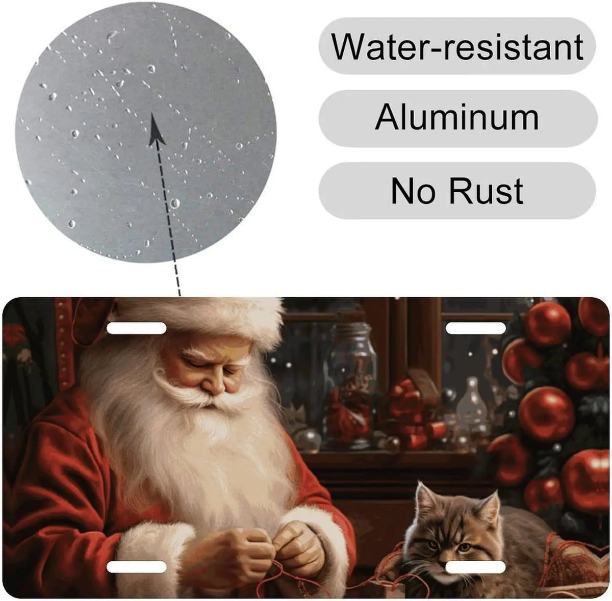 Christmas Santa Claus Metal License Plate Cover | Waterproof License Plate Cover HIP