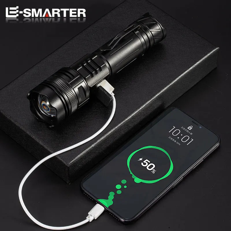ESMARTER High Power LED Flashlight – Type-C Rechargeable Torch LED Tactical Flashlight HIP