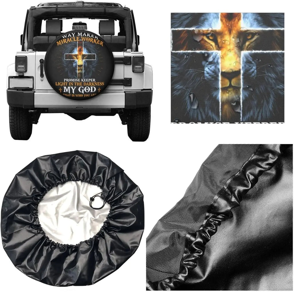 Christian Jesus Spare Tire Cover – Universal Fit SUV RV Truck Spare Tire Cover HIP