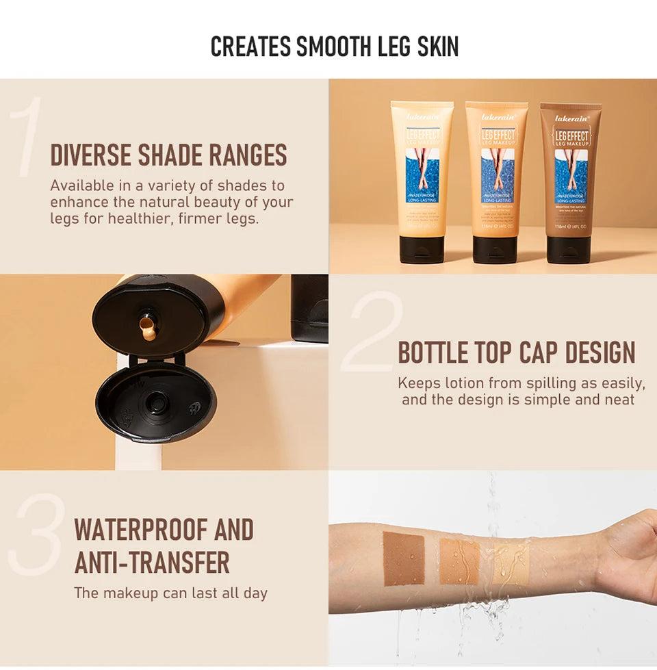 116ml Medium Bronze Body Tanning Cream Leg Makeup Foundation With Brush Waterproof Long Lasting Even Skin Tone Body Makeup HIP