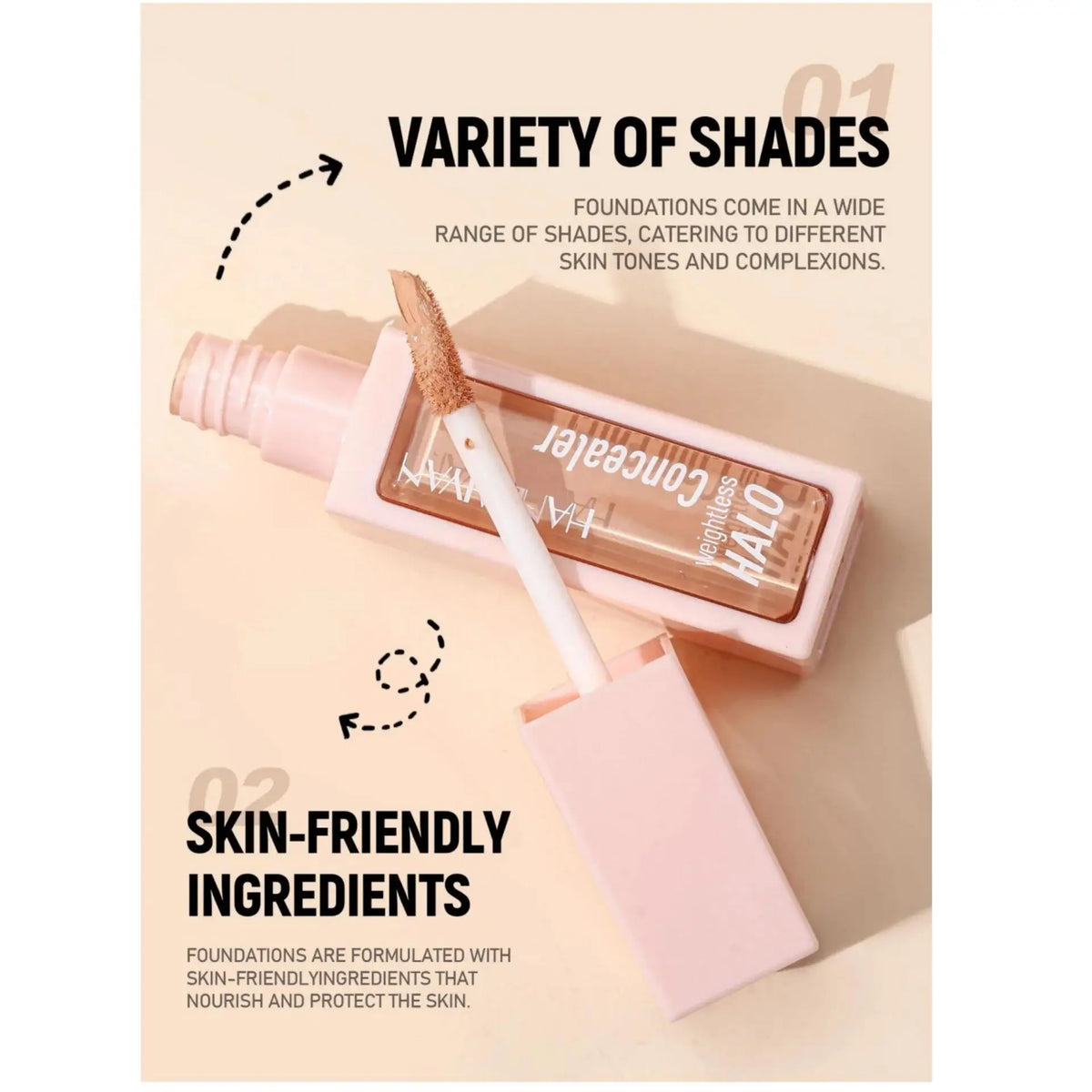 Handaiyan Matte Liquid Concealer – 8 Shades, Full Coverage Liquid Concealer HIP