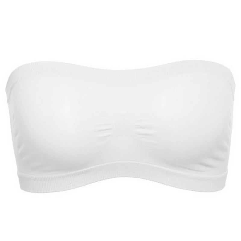 Women’s Strapless Seamless Tube Top Bra Anti-Slip Wireless Bandeau for Summer Outfit HIP WHITE Free Size
