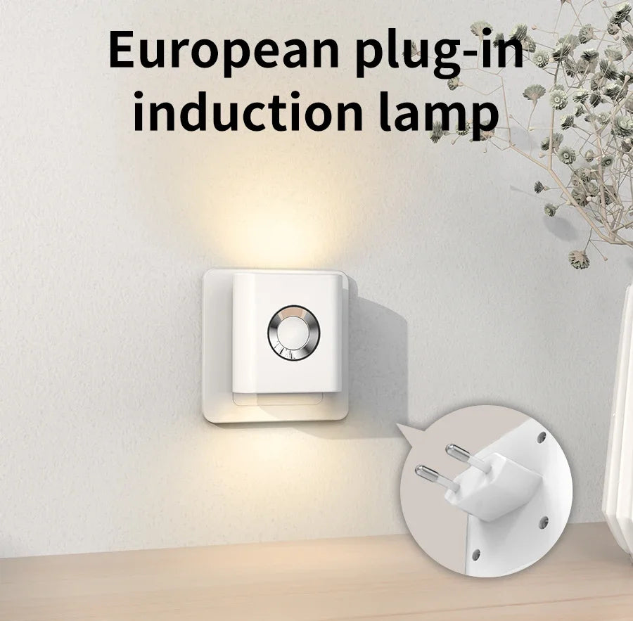 AC 220V LED Night Light With EU Socket Motion Sensor Wall Lamp Bedside Ambient Light For Bedroom Corridor Bathroom Hallway Stair HIP