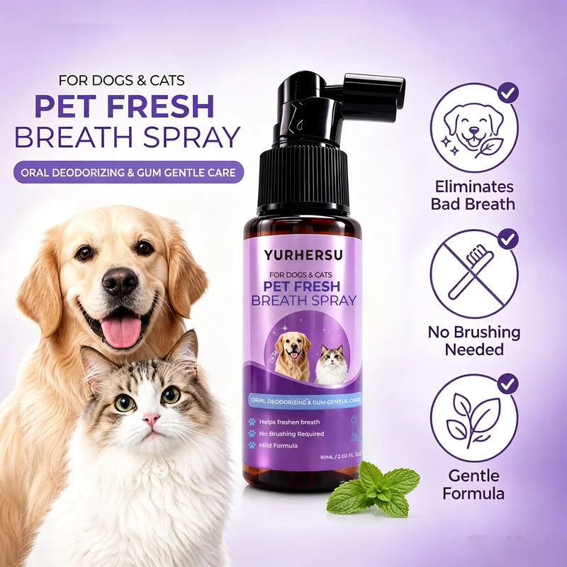 Pet Breath Spray – Daily Oral Freshener for Dogs & Cats Pet Dental Spray HIP