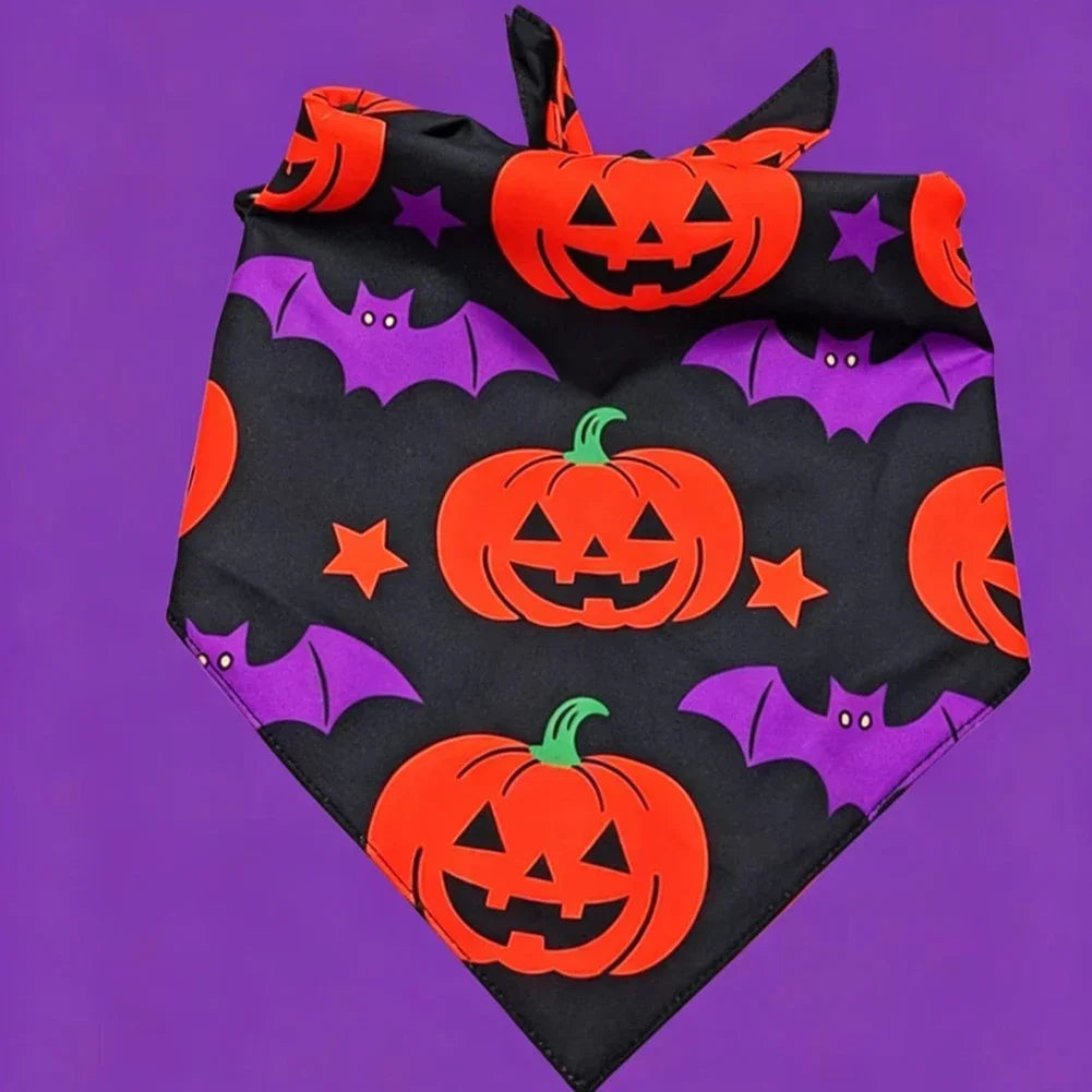 Dog Cat Pet Triangle Scarf Skeleton Orange Dog Scarf Cute Halloween Pumpkin Ghost Dog Scarf Pet Halloween Costume Accessories HIP