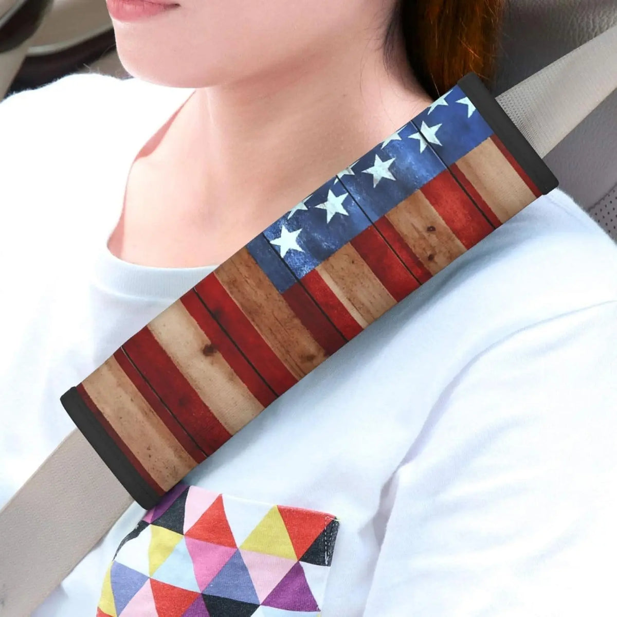 American Flag Seat Belt Cover Pads – 2pc Patriotic Set Seat Belt Cover HIP