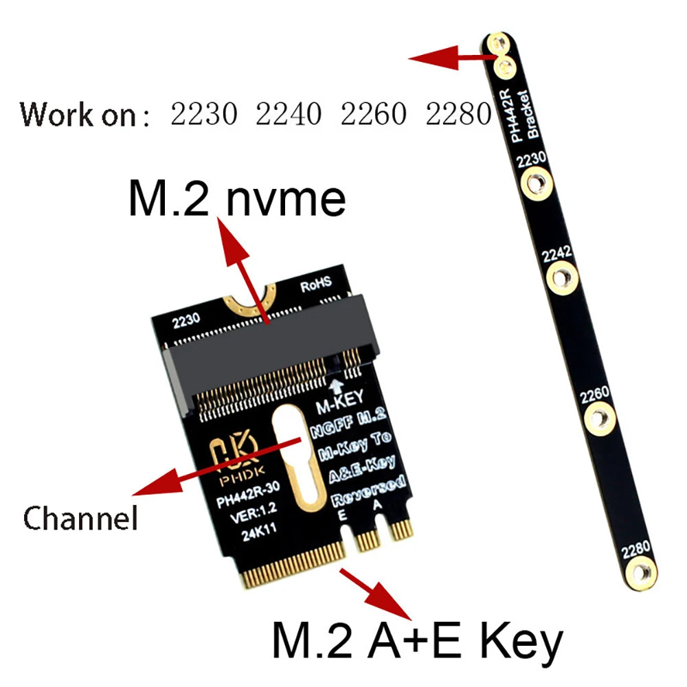 M.2 A+E to M-Key NVMe SSD Adapter Card – PCIe 4.0 NVMe SSD Adapter Card HIP