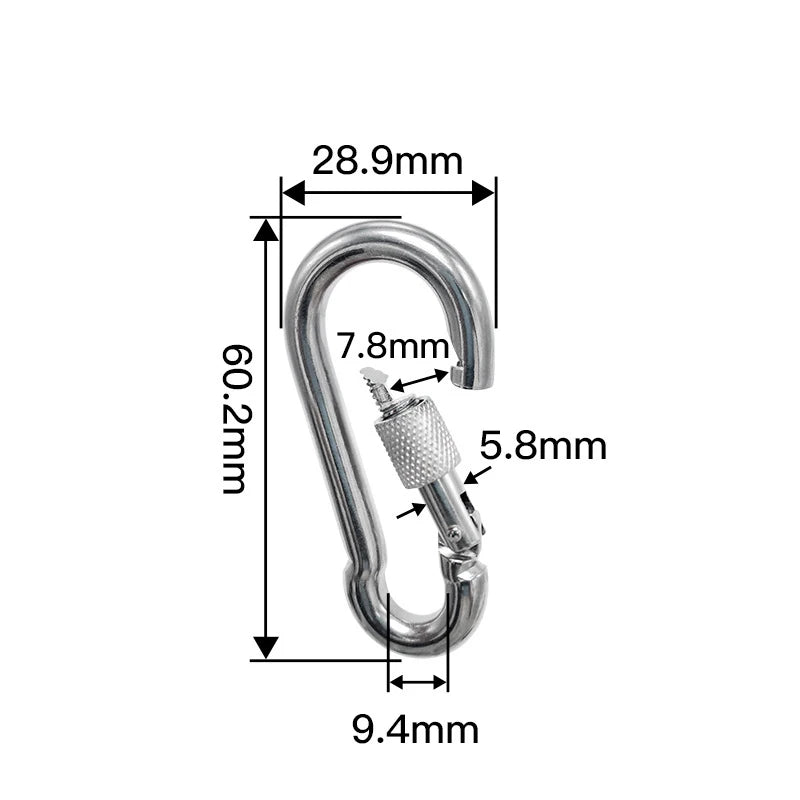304 Stainless Steel Locking Carabiner – Heavy Duty Clip Locking Carabiner Clip HIP C253-6CM-1pcs