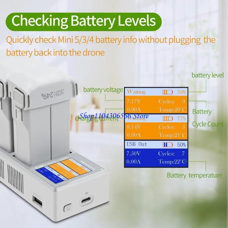 100W 3-Way Drone Battery Charging Station for DJI Mini 5/4/3 Pro Drone Battery Charger HIP