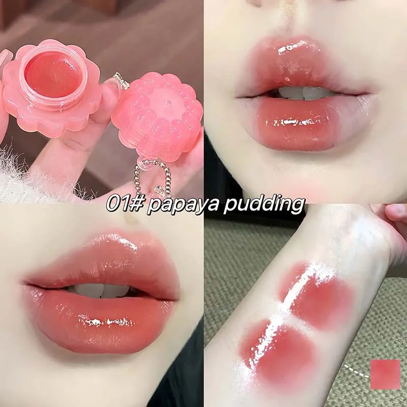 Jam Pudding Canned Lip Gloss Moisturizing Lasting Non-stick Cup Purple Watery Colored Lip Balm Long-lasting and Tender Lip Balm HIP 01