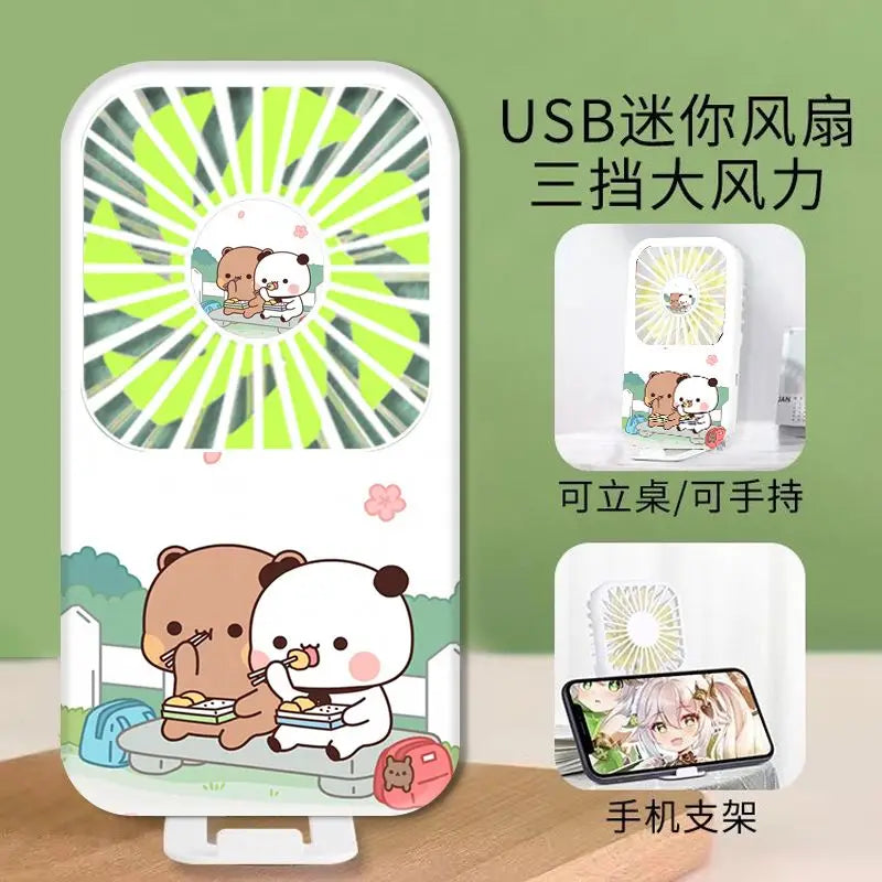 Panda Bubu & Yier USB Mini Fan with Phone Holder | Cute Gift Cartoon Figure Fan HIP