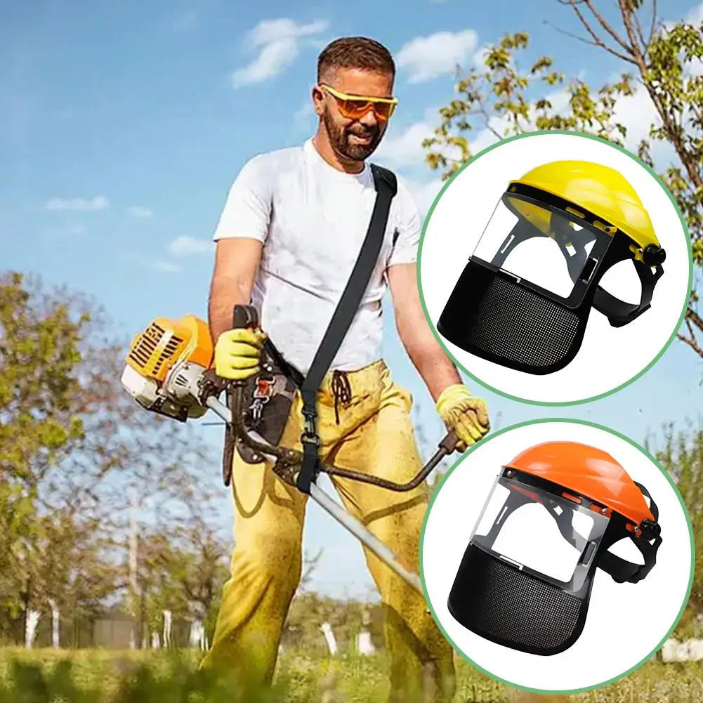 Garden Grass Trimmer Safety Helmet Hat with Full Face Mesh Protective Mask for Logging Brush Cutter Forestry Protection Tool HIP