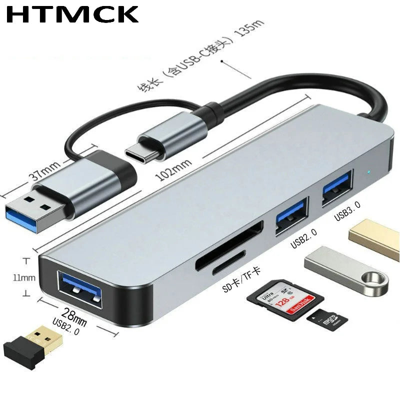 8 in 2 USB C Hub Multi Port Docking Station With USB3.0 SD TF Card Reader Adapter for Laptop Tablet Phone Office Daily Work HIP