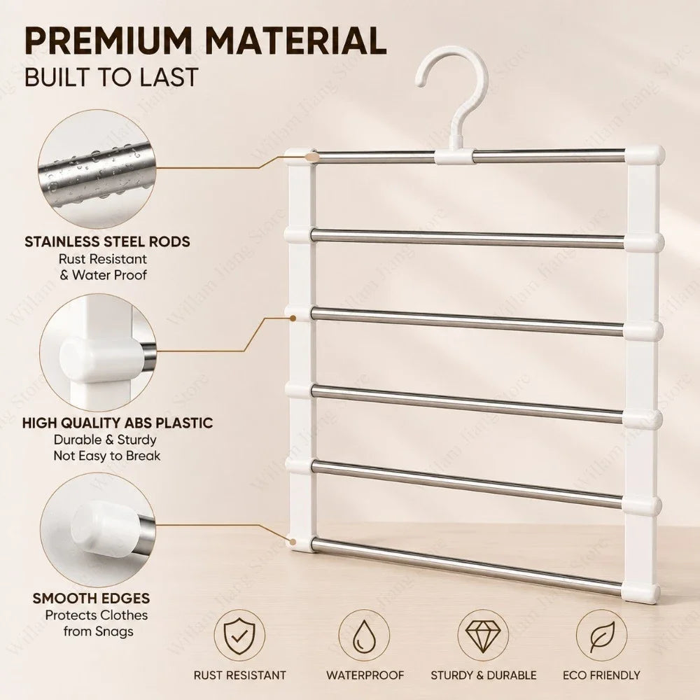 5/7 Layer Stainless Steel Pants Hanger – Space-Saving Closet Rack Pants Hanger Rack HIP