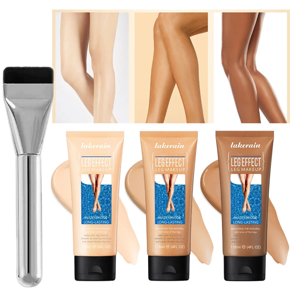 116ml Medium Bronze Body Tanning Cream Leg Makeup Foundation With Brush Waterproof Long Lasting Even Skin Tone Body Makeup HIP