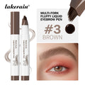 Long Lasting 4D Wild Eyebrow Pen Multi Forks Liquid Pen Tip Fine Sketch Natural Dark Brown Liquid Tattoo Brow Waterproof Makeup HIP 03 Brown-1pc