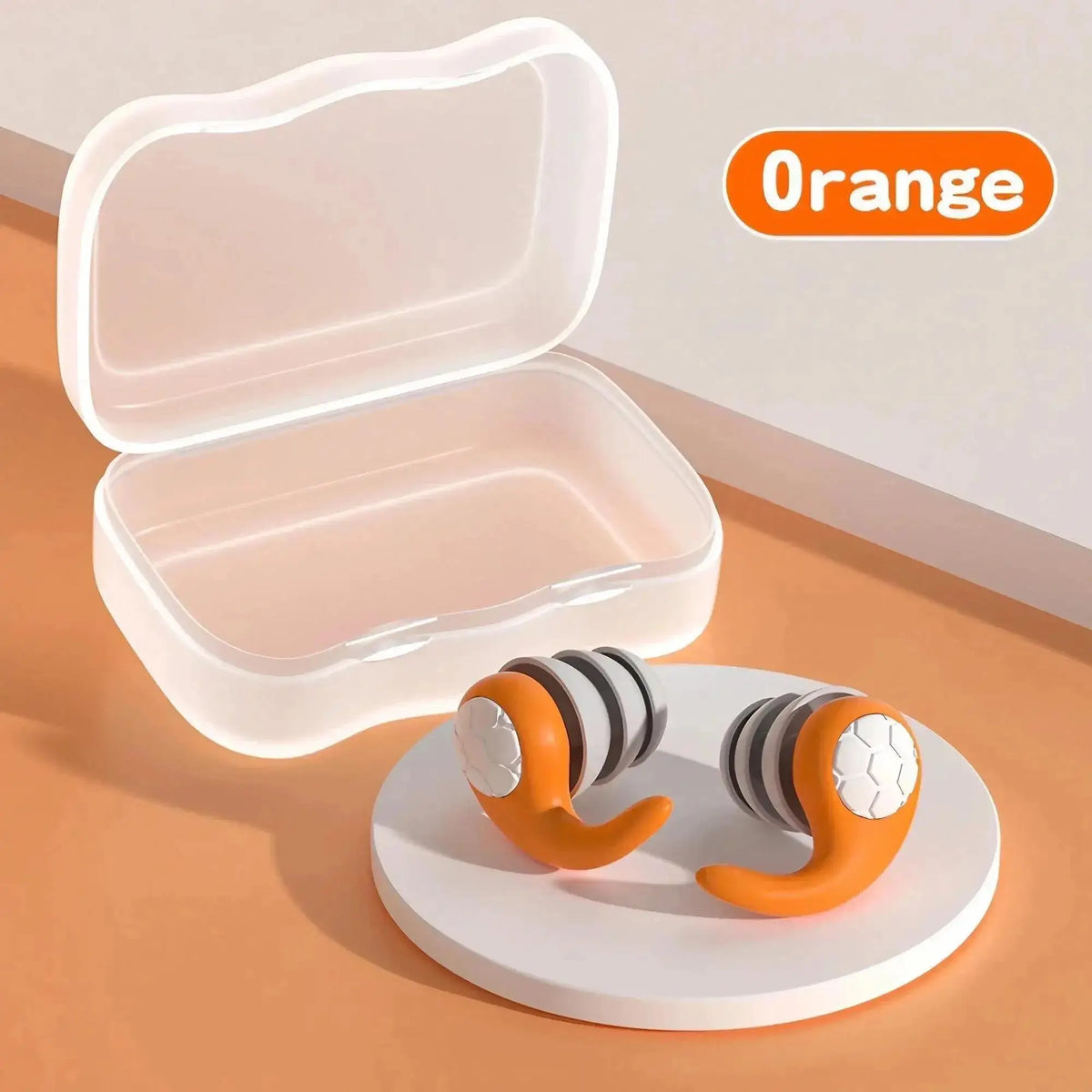 Triple-Layer Silicone Noise-Cancelling Earplugs | Sleep & Travel Silicone Earplugs HIP Orange