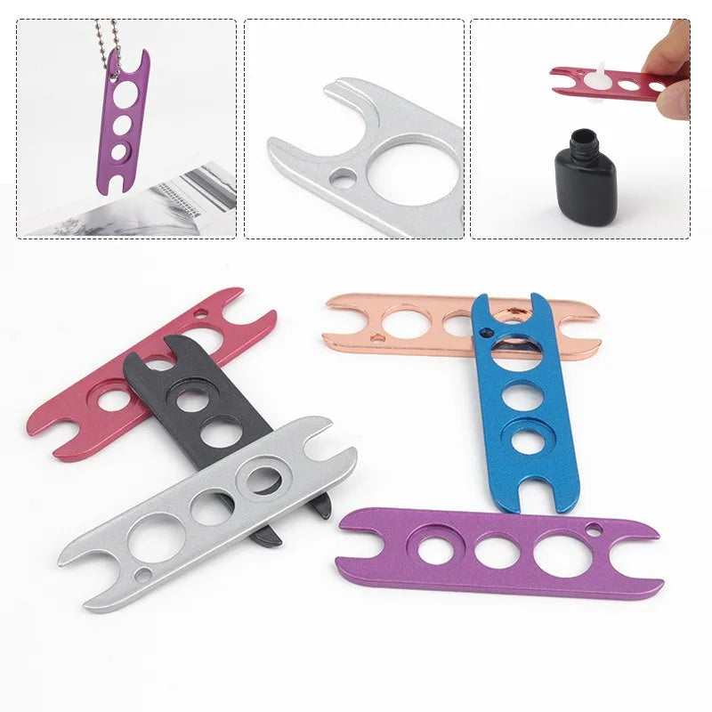 Multi‑Hole Stainless Steel Eyelash Glue Bottle Opener Bead Chain Key Ring Buckle Multiple Colors Lash Salon Technician Supplies HIP