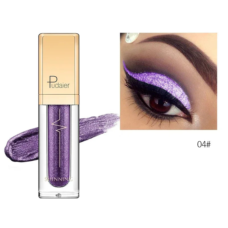 New Make Up Liquid Eyeshadow Waterproof Glitter Pigments Purple Gold Metalic Women Beauty Gel Eye Shadow Cream 18 Colors Makeup HIP 04