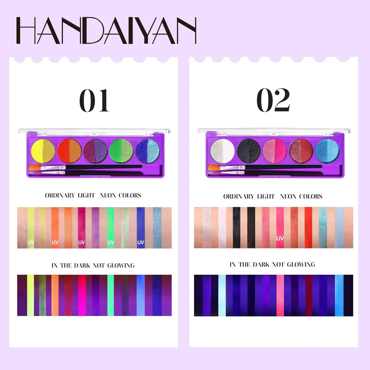 UV Glow Face & Body Paint Palette – High Pigment Water-Based UV Body Paint Palette HIP