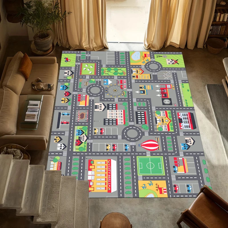 Kids City Road Play Mat – Non-Slip Educational Floor Rug Kids Play Rug HIP 4 40X60-Felt