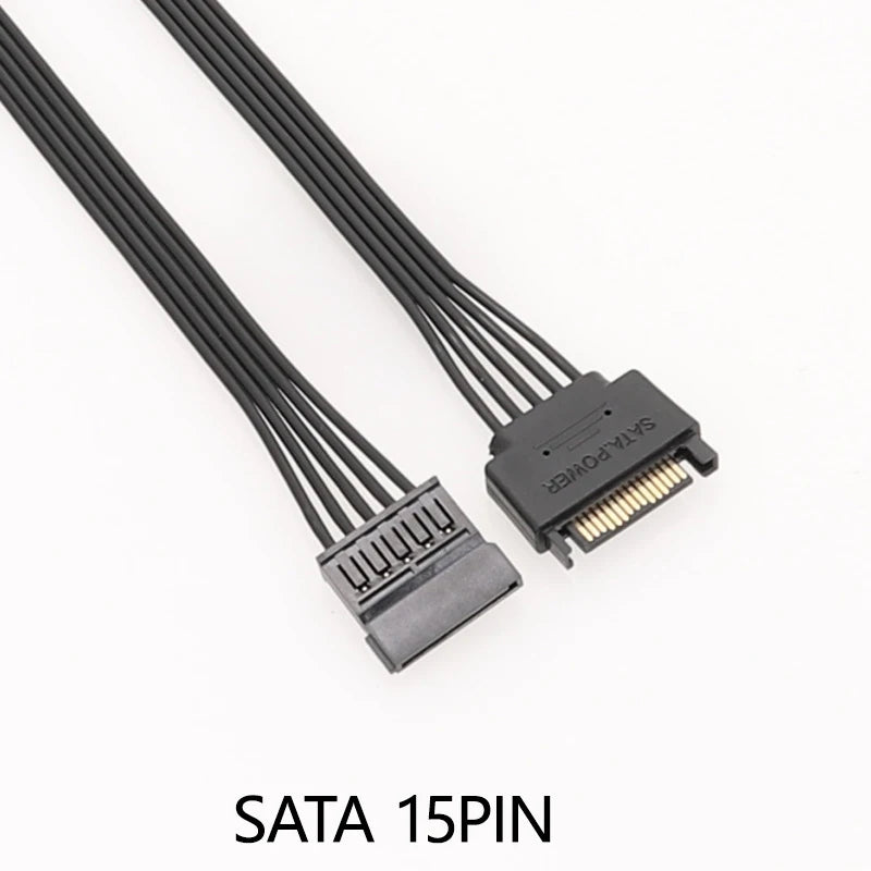 SATA 15-Pin Male to Female Flat Power Extension Cable 30cm SATA Power Cable HIP