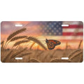 Patriotic USA Flag Butterfly Wheat Field Aluminum Vanity Tag Decorative License Plate HIP 1