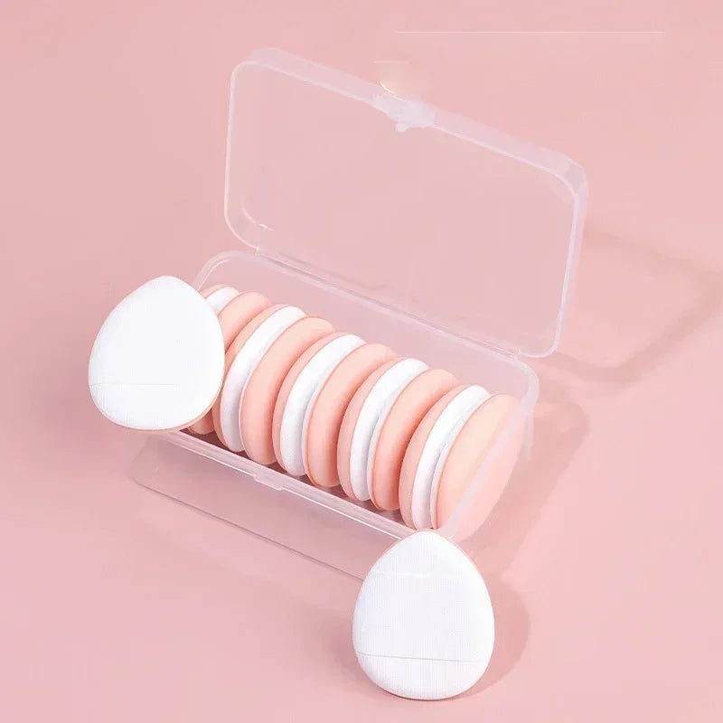 3/10pcs Mini Size Professional Cosmetic Cushion Puff Concealer Foundation Detail Puff Finger Puff Set Makeup Sponge Beauty Tool HIP White In Box 10Pcs