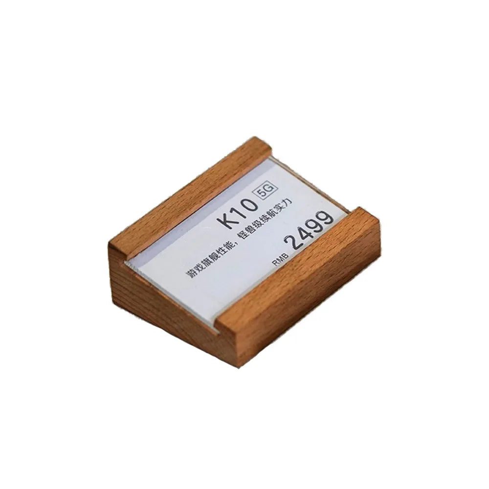 Wood Price Tag Holder Stand – Multi-Size Label Display Rack Label Display Stand HIP Khaki-S